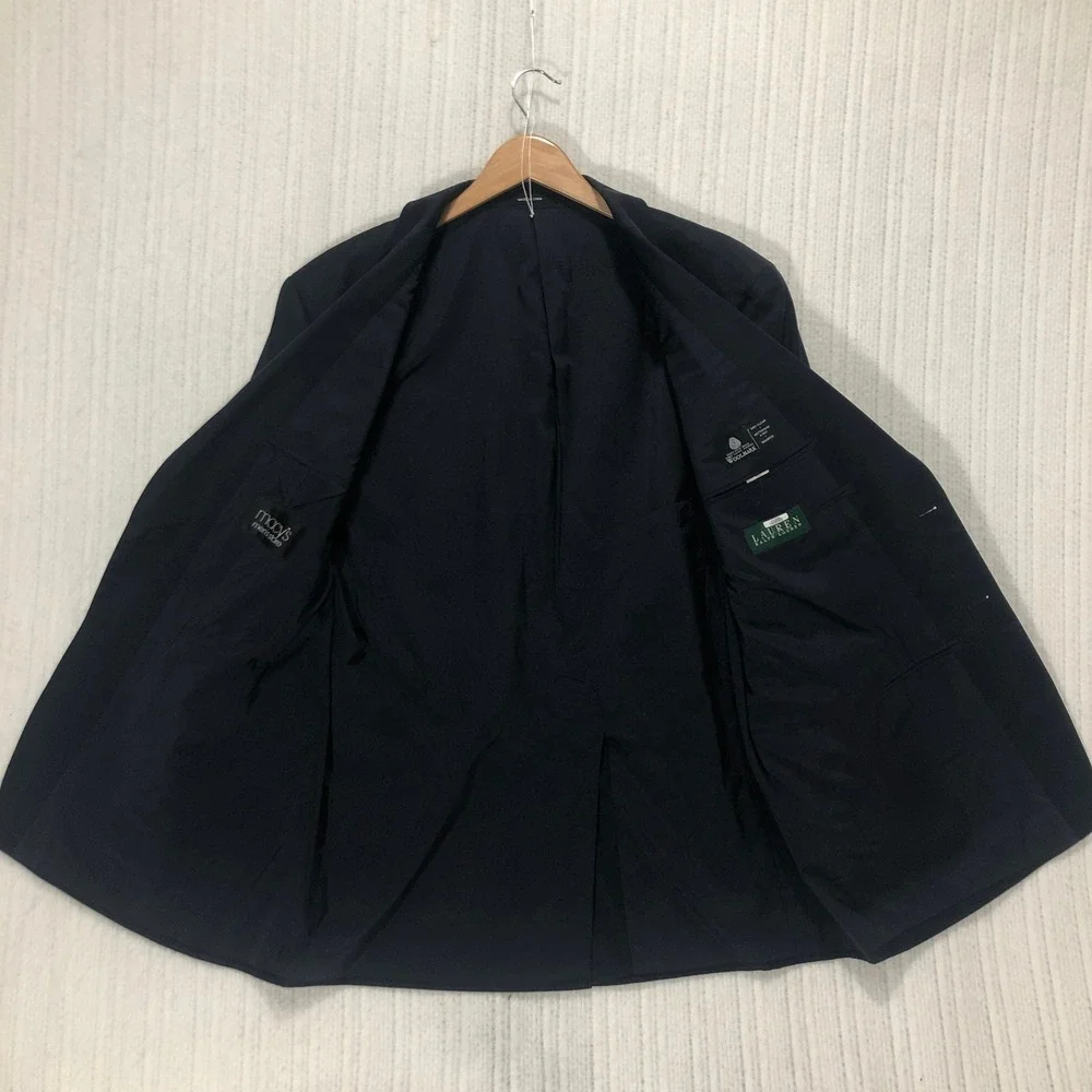 Ralph Lauren Wool Blazer Navy Blue Gold Button Mens Size 44R Classic Sport Coat‎